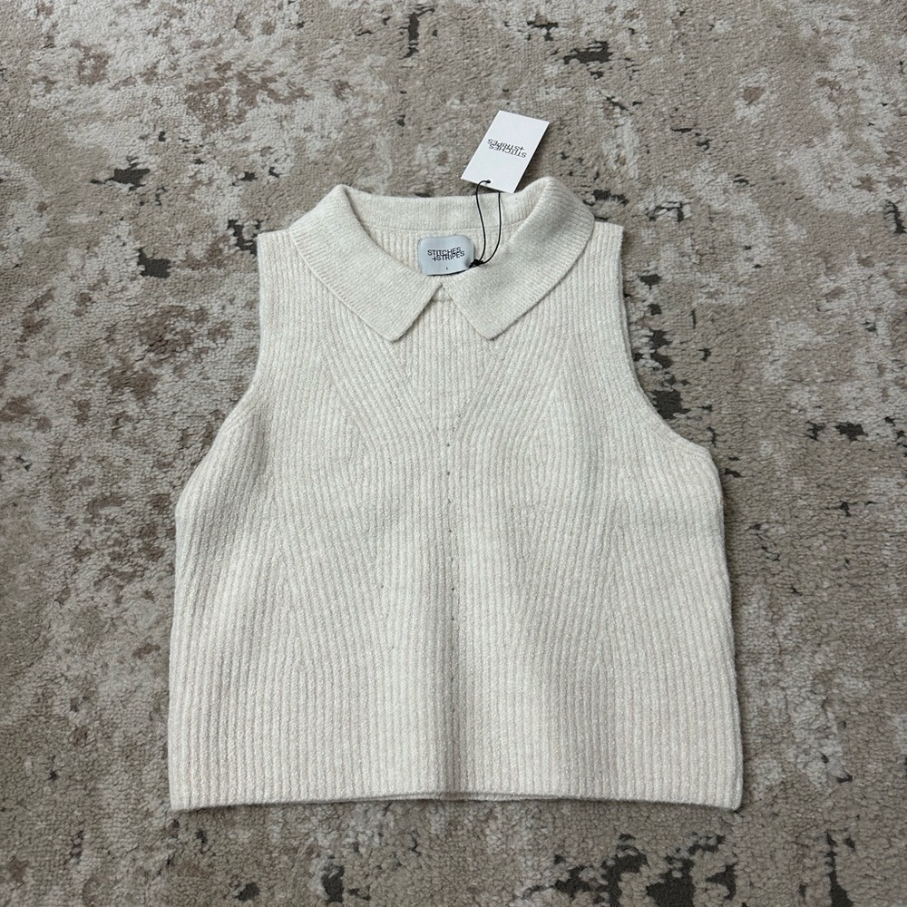 Stitches + Stripes Sleeveless Knit Top Size Large NWT